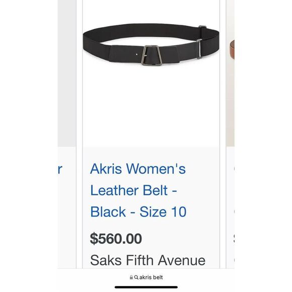Akris black belt trapezoid stretch belt with leather s/m - Picture 8 of 8
